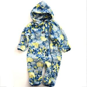 Vintage Patagonia Blue and Green Owl Fleece Onesie